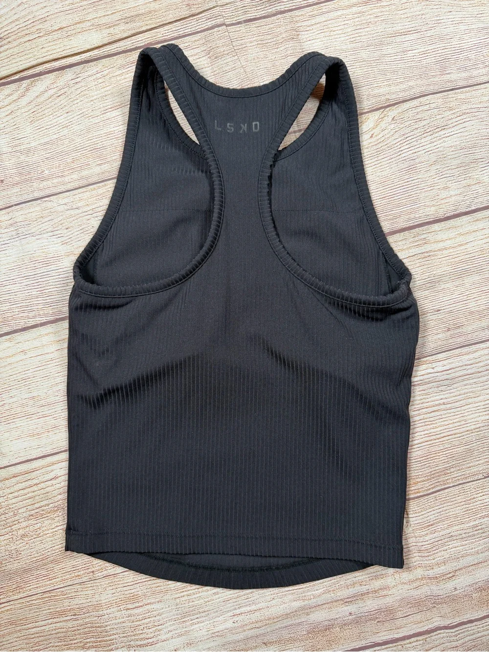 LSKD Ribbed Black Racerback Crop Top - Picture 2 of 6